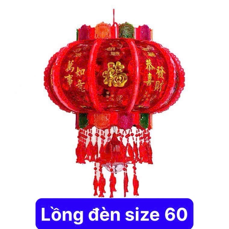 Lồng đèn điện SIZE 60cm phát sáng treo Tết, decor xoay được [BH: NONE]