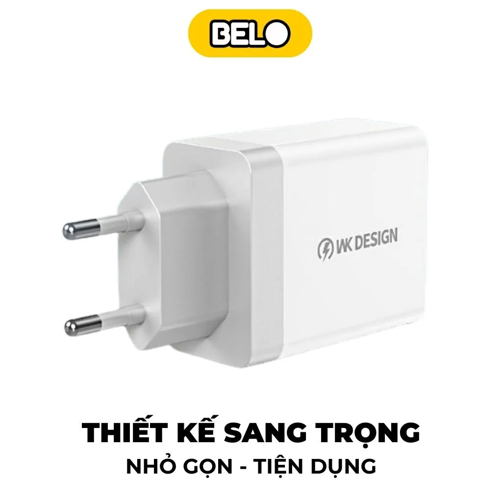 Cóc sạc nhanh 18W WKDESIGN 4 cổng USB chân dẹp chính hãng [BH: 3 tháng]