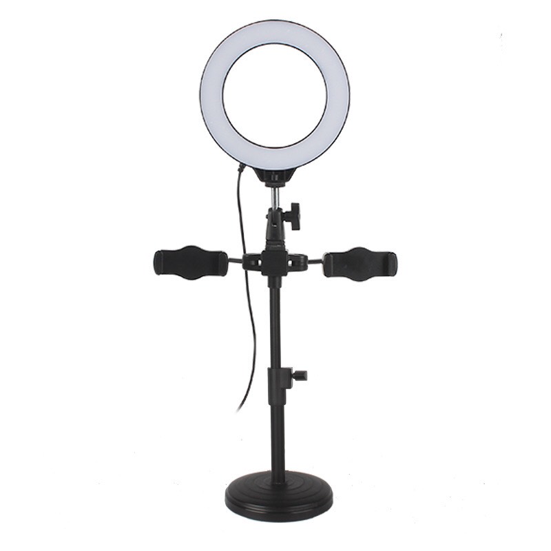 Đèn led Livestream 16cm M16 loại 1 size lớn siêu sáng 3 in 1 chữ T (2 giá đỡ kẹp điện thoại) giống mẫu DK099 / H399 [BH 1 tuần] QT2