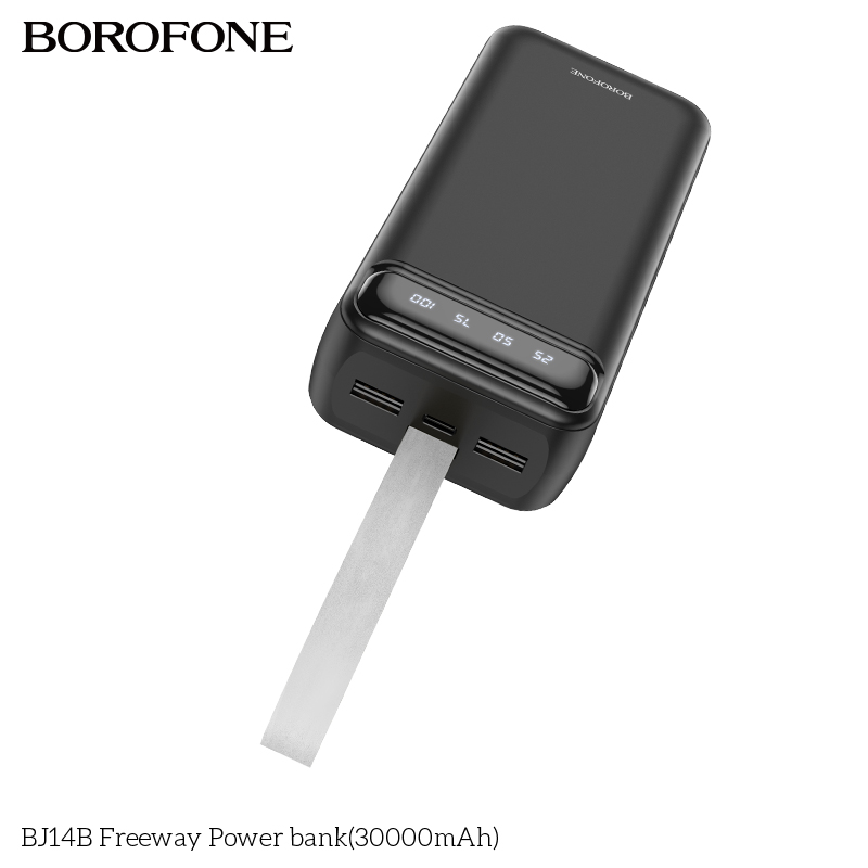 Pin sạc dự phòng Borofone BJ14B 30.000mAh có màn hình LED hiển thị % pin, kiêm đèn pin siêu sáng chính hãng [BH: 1 NĂM]