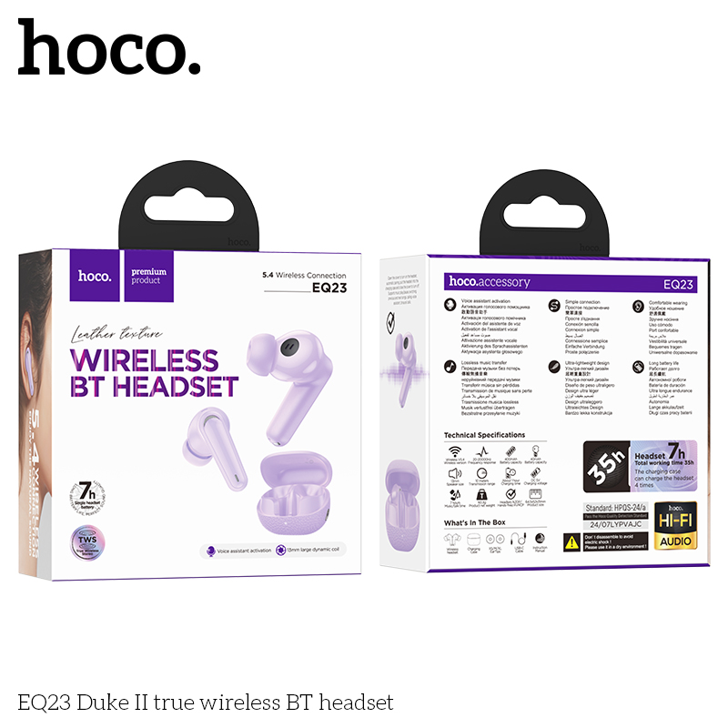 Tai nghe bluetooth HOCO EQ23 True Wireless V5.4 40mAh/400mAh kiểu dáng airpods chính hãng [BH 1 NĂM]