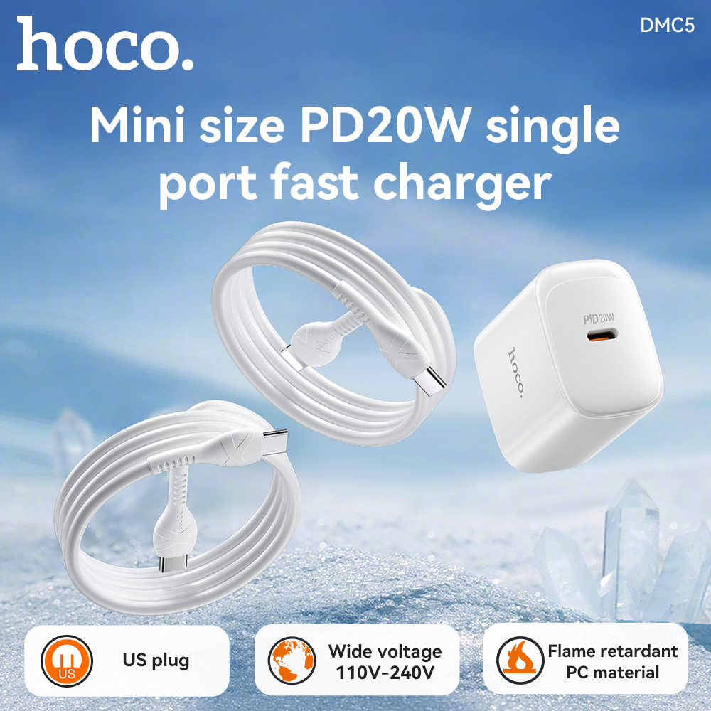 Bộ sạc nhanh 20W HOCO DMC5 cáp Type C ra iPhone Lighting chính hãng [BH 1 năm]