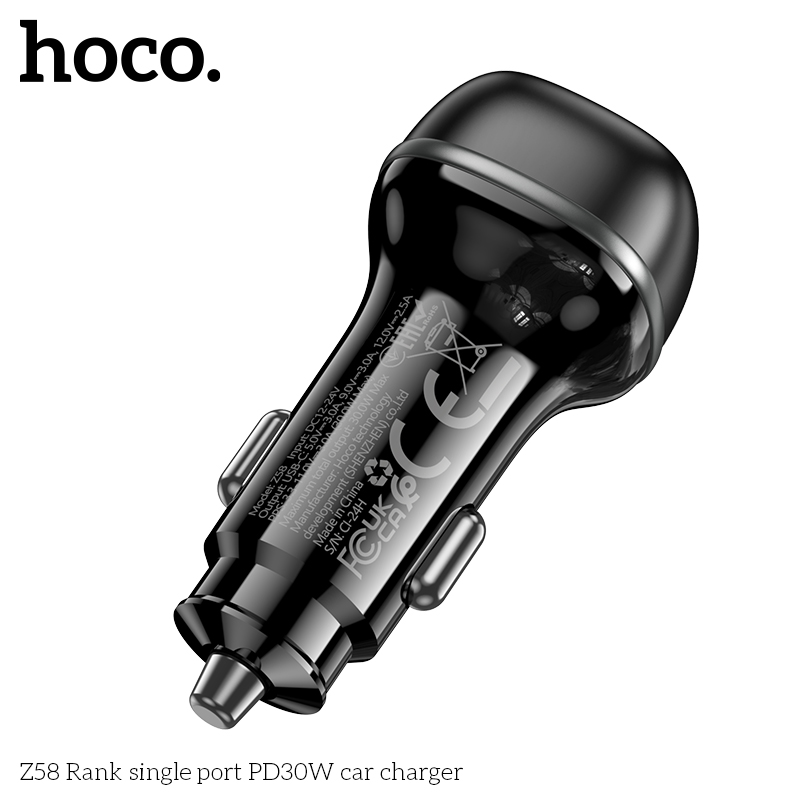 Cóc sạc nhanh xe hơi ô tô 30w HOCO Z58 Rank 1 cổng Type C chính hãng [BH 1 năm]