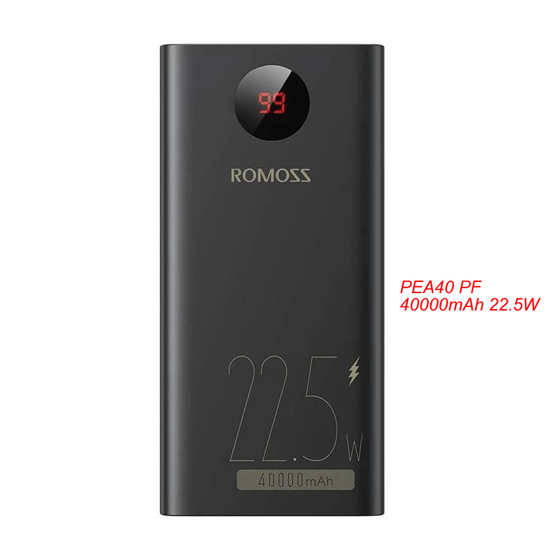 Pin sạc dự phòng ROMOSS PEA40 40000mAh sạc nhanh 22.5W kèm đèn led hiển thị phần trăm pin siêu đẹp