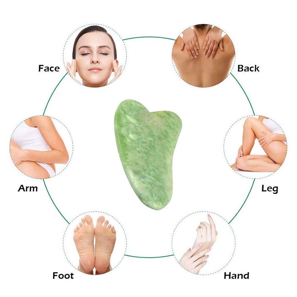 Combo Cây lăn massage mặt kèm Miếng Đá Guasha massage body full box