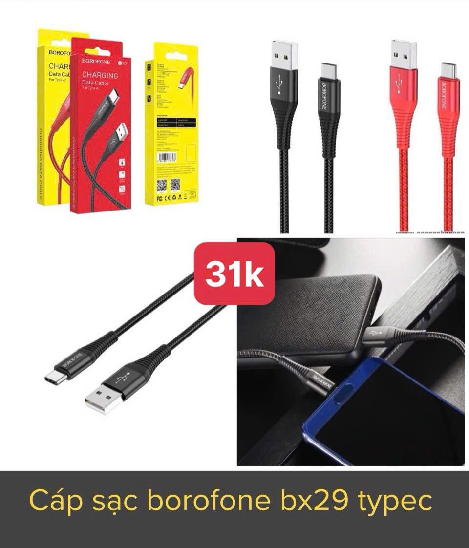 Cáp sạc Borofone Bx29 Type C (usbA- Type c)