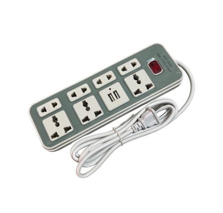 Ổ cắm điện đa năng NO.1524 2 cổng usb + 4 ổ 2 chấu + 3 ổ 3 chấu (295cm)- ổ cắm xám [BH 1 tuần] [BH 1 tuần]