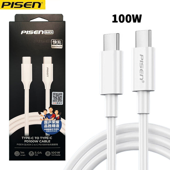 Cáp sạc nhanh 100w PISEN PD02 (c-c) 1m 2 đầu type-c ra typec chính hãng [BH 1 năm]