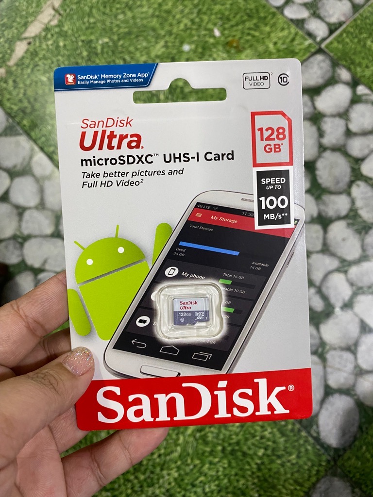 Thẻ nhớ micro 128GB Sandisk ultra class 10, speed up to 100mb/s full box- Vỉ có thể thay đổi tùy lô [BH: 1 năm]