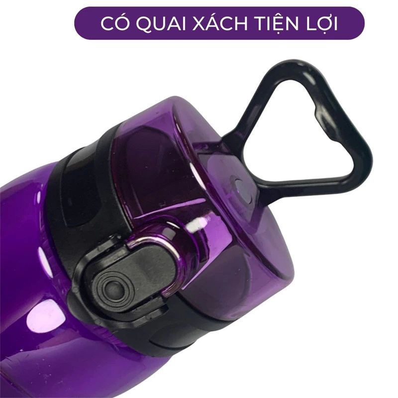 Bình nước nhựa màu thể thao BINVER có vạch chia 500ml mở nắp bằng 1 nút bật tiện lợi [BH: NONE]