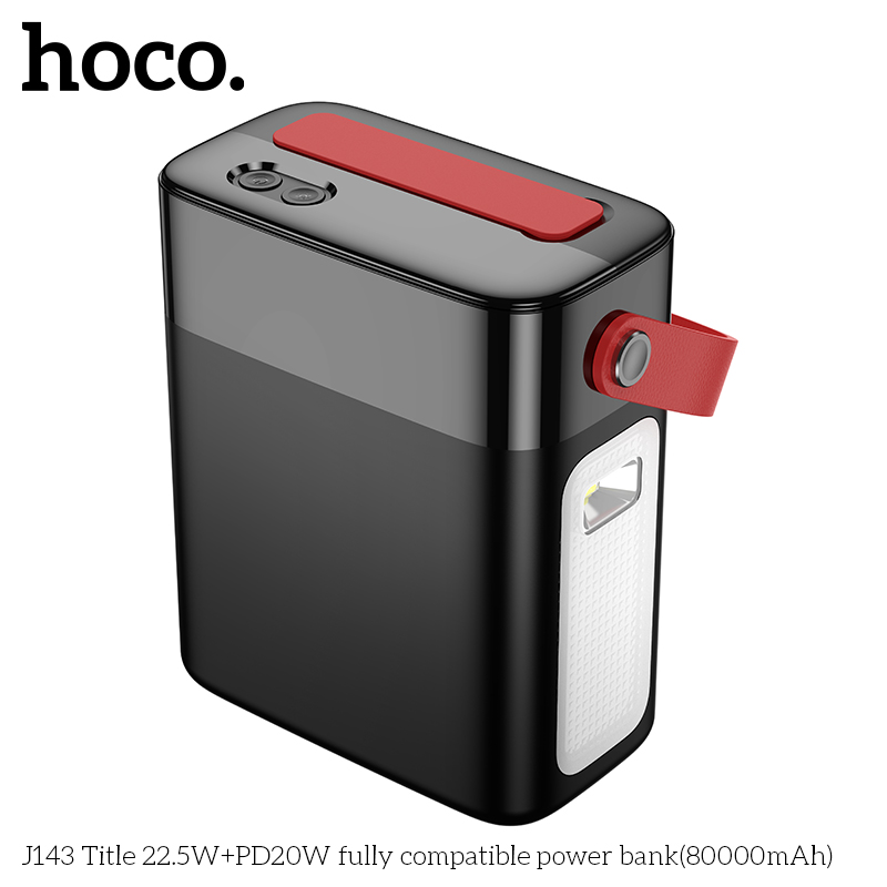 Pin sạc nhanh 22.5w+PD20W HOCO J143 80.000mAh dự phòng kiêm đèn pin phát sáng chính hãng [BH 1 Năm]