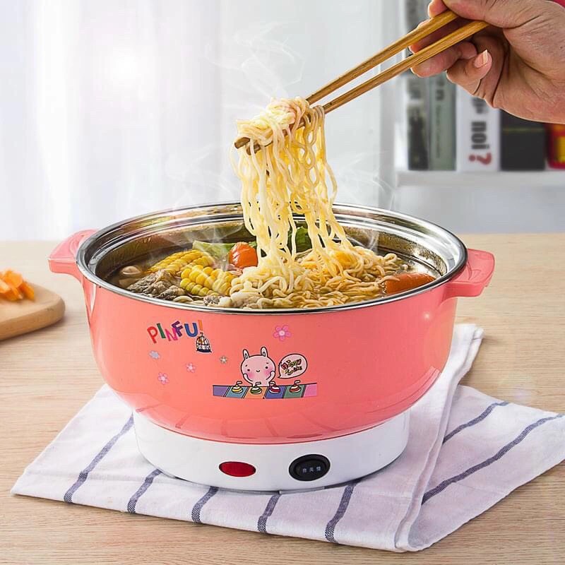 Nồi lẩu điện 28cm họa tiết hoạt hình phù hợp cho gia đình nhỏ, siêu tiện lợi [BH: 1 Tháng]