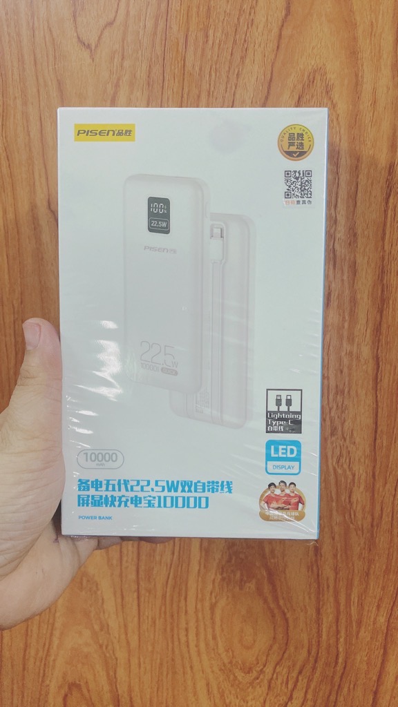Pin sạc nhanh 22.5w Pisen TPD064 dung lượng 10.000mAh  kèm 2 dây sạc liền thân chính hãng [BH: 1 NĂM]