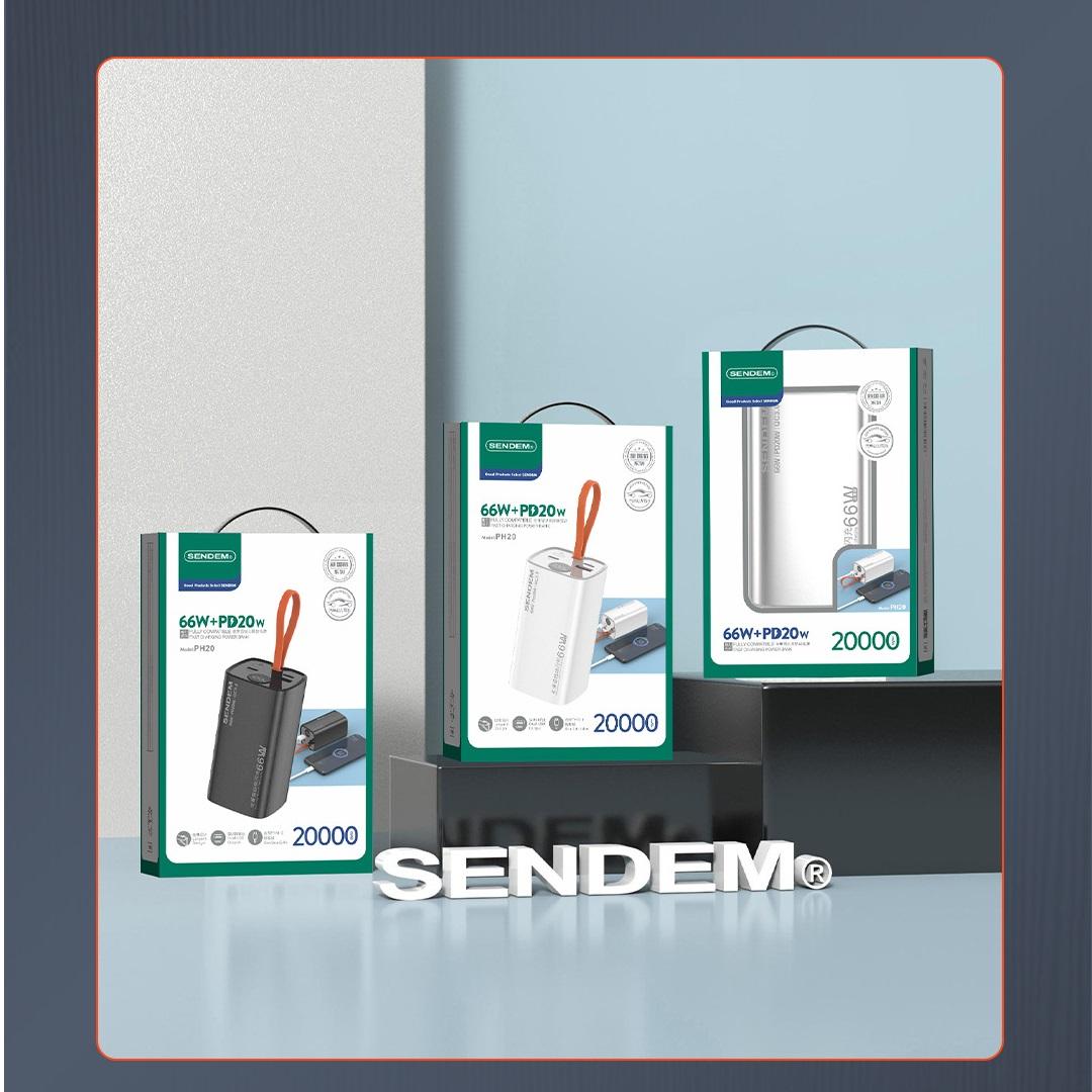Pin sạc dự phòng sạc nhanh 66W Sendem PH20, 20.000mAh có màn hình hiển thị % pin, có chức năng đèn pin [BH: 6 THÁNG]