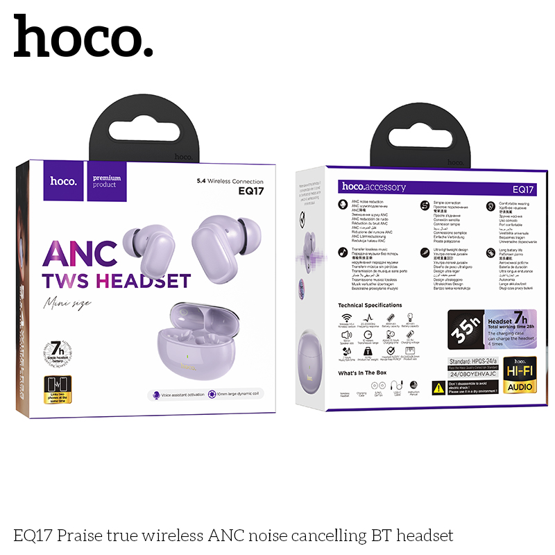 Tai nghe bluetooth khử tiếng ồn HOCO EQ17 True Wireless ANC V5.4 chính hãng [BH 1 năm]