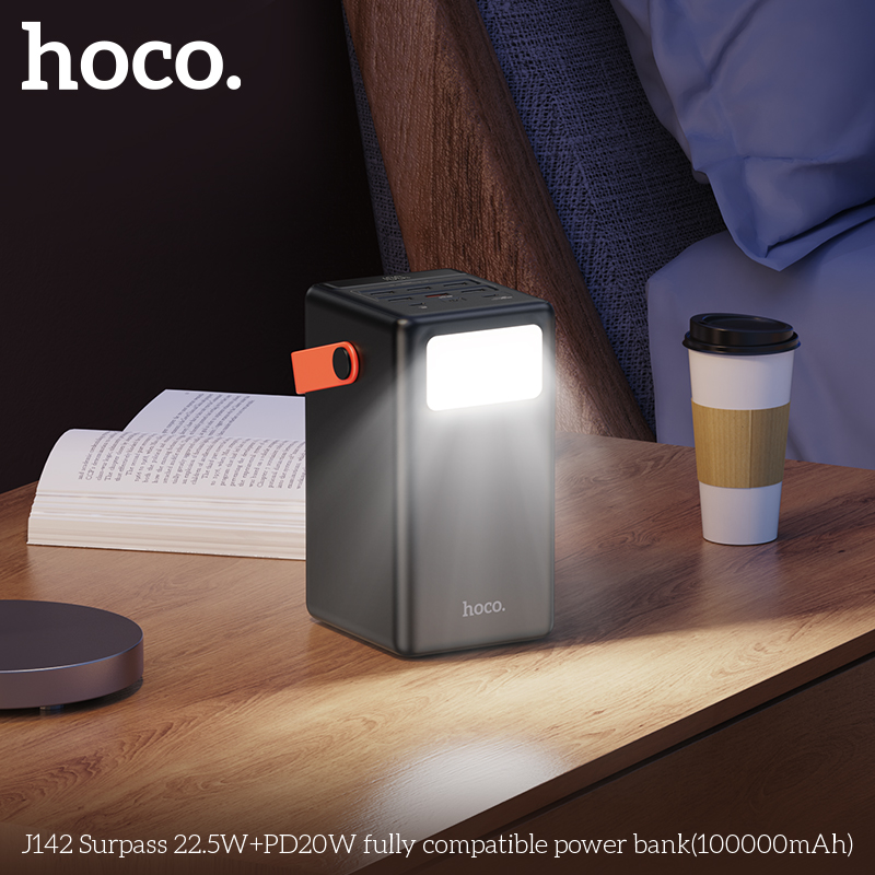 Pin sạc nhanh 22.5w HOCO J142 100.000mAh dự phòng có màn hình LED kiêm đèn pin phát sáng chính hãng [BH 1 Năm]