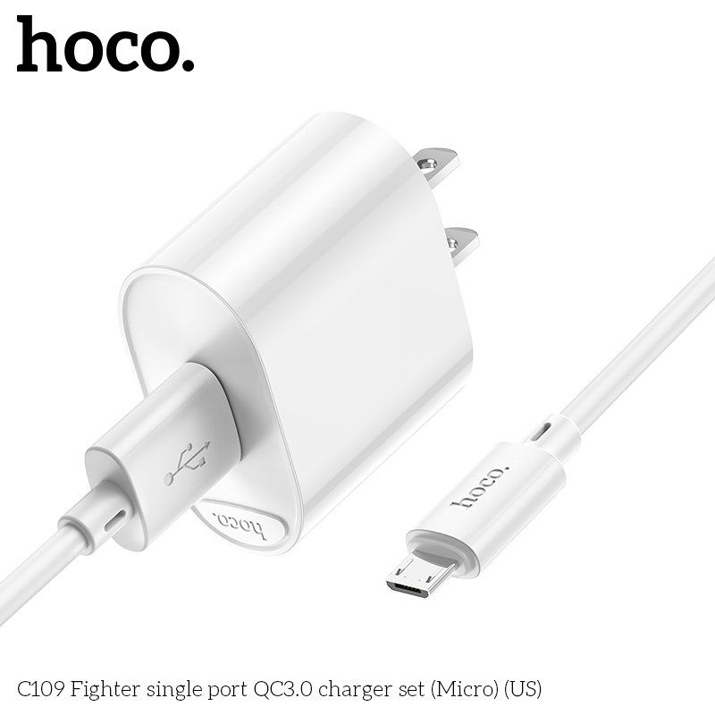 Bộ sạc nhanh 18w HOCO C109 (cáp usb ra micro samsung) QC3.0 chính hãng [BH 1 năm]