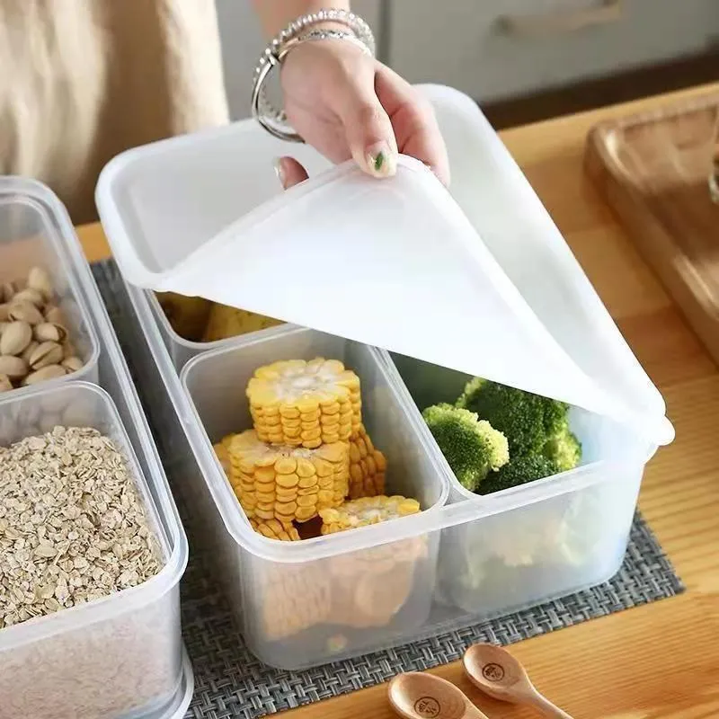 Hộp đựng thực phẩm tủ lạnh 4 ngăn, hộp đựng gia vị, ngũ cốc có thể tháo rời tiện lợi [BH: NONE] 1l1d7
