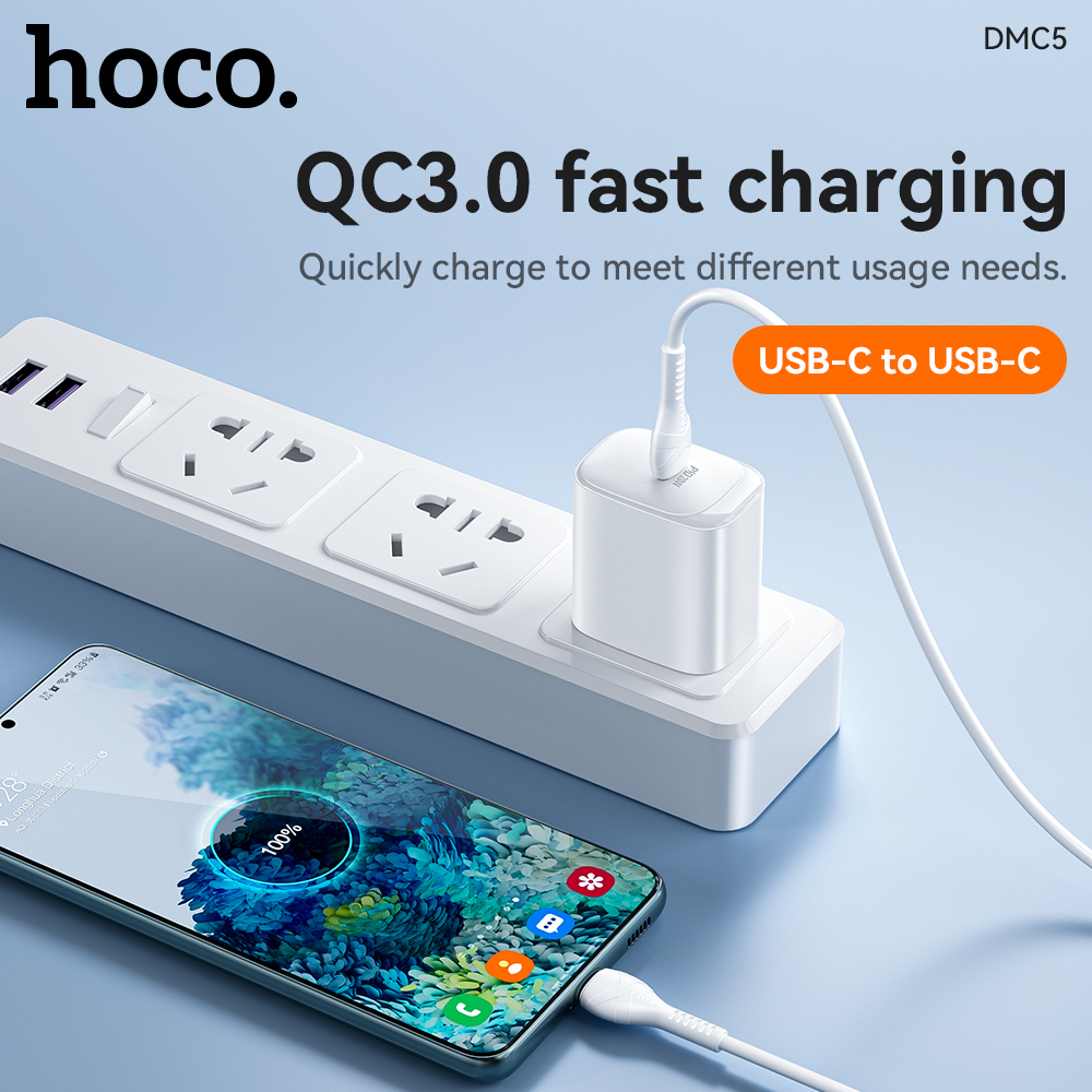 Bộ sạc nhanh 20W HOCO DMC5 (c-c) cáp 2 đầu Type C ra Type C chính hãng [BH 1 năm]