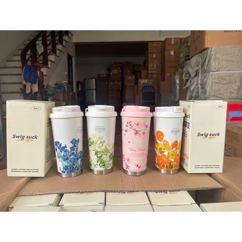 Ly giữ nhiệt SWIG SUCK love Coffee  họa tiết hình hoa 500ml- mẫu ngẫu nhiên [BH: NONE]