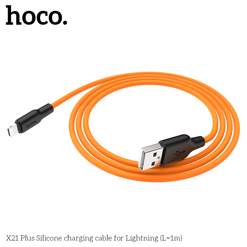 CÁP SẠC NHANH 3.0A HOCO X21 PLUS USB RA IPHONE DÂY SILICON CHỐNG CHÁY DÀI 1M CHÍNH HÃNG [BH: 1 NĂM]