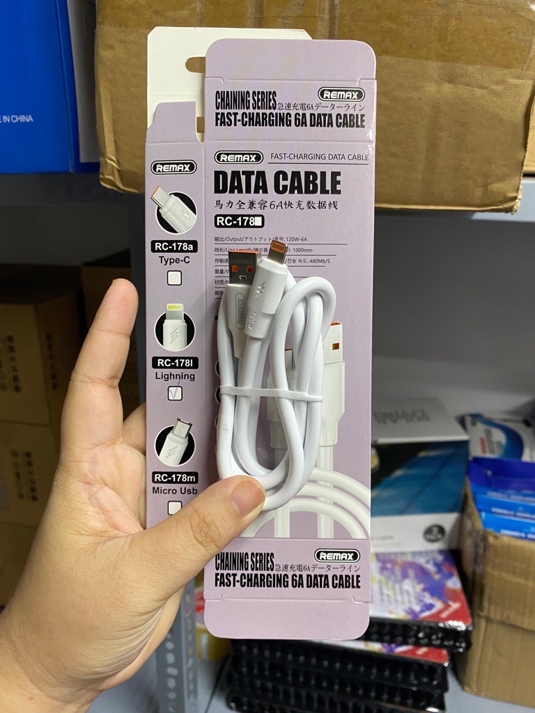 Cáp sạc nhanh iPhone 6A 120w mập REMAX RC-178 1m usb ra iphone lightning [BH 1 tháng]