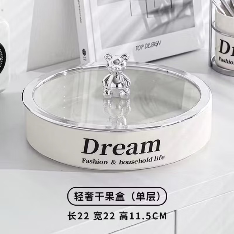 Khay đựng mứt tết gốm sứ nắp Gấu HOUSEHOLD and AESTHETIC siêu sang [BH: NONE]