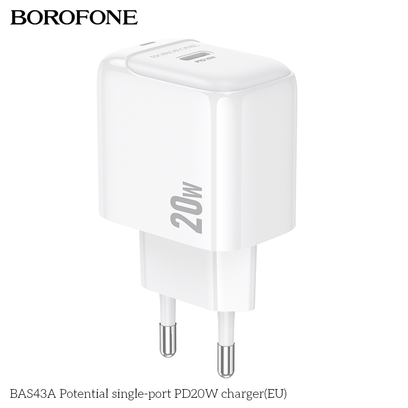 Cóc sạc nhanh 20W BOROFONE BAS43A (EU) (1 cổng Type C) chính hãng [BH 1 năm]