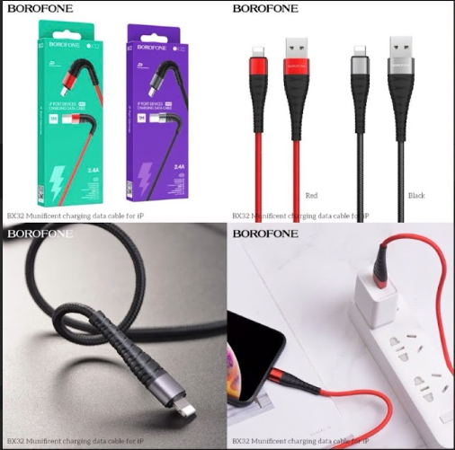 Cáp sạc nhanh 2.4A BOROFONE BX32 Iphone cáp dây dù USB ra iphone dài 1m