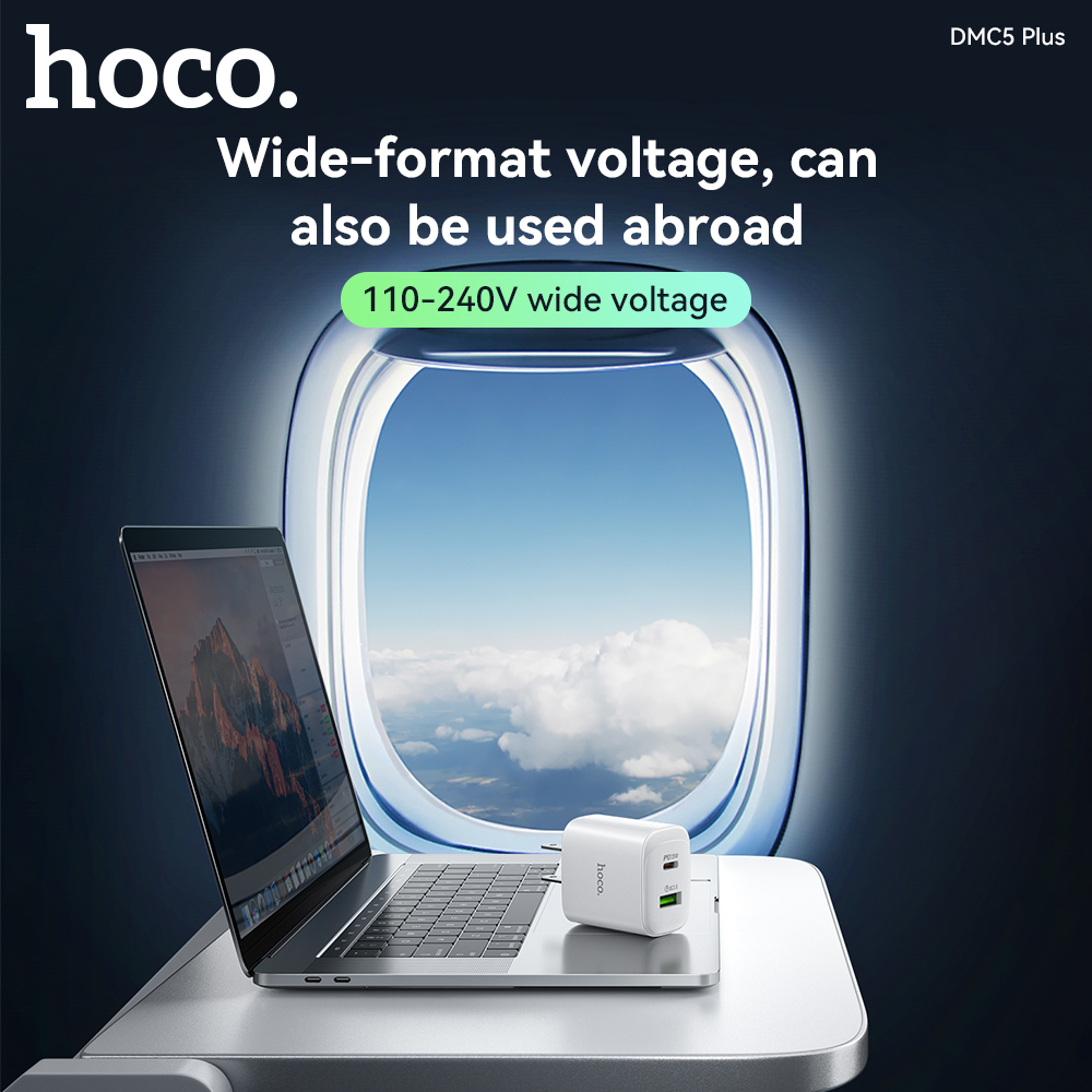 Bộ sạc nhanh 20W HOCO DMC5 Plus (Cóc 1 cổng USB QC 3.0 + 1 cổng Type C PD20W, Cáp 2 đầu Type C) chính hãng [BH 1 năm]