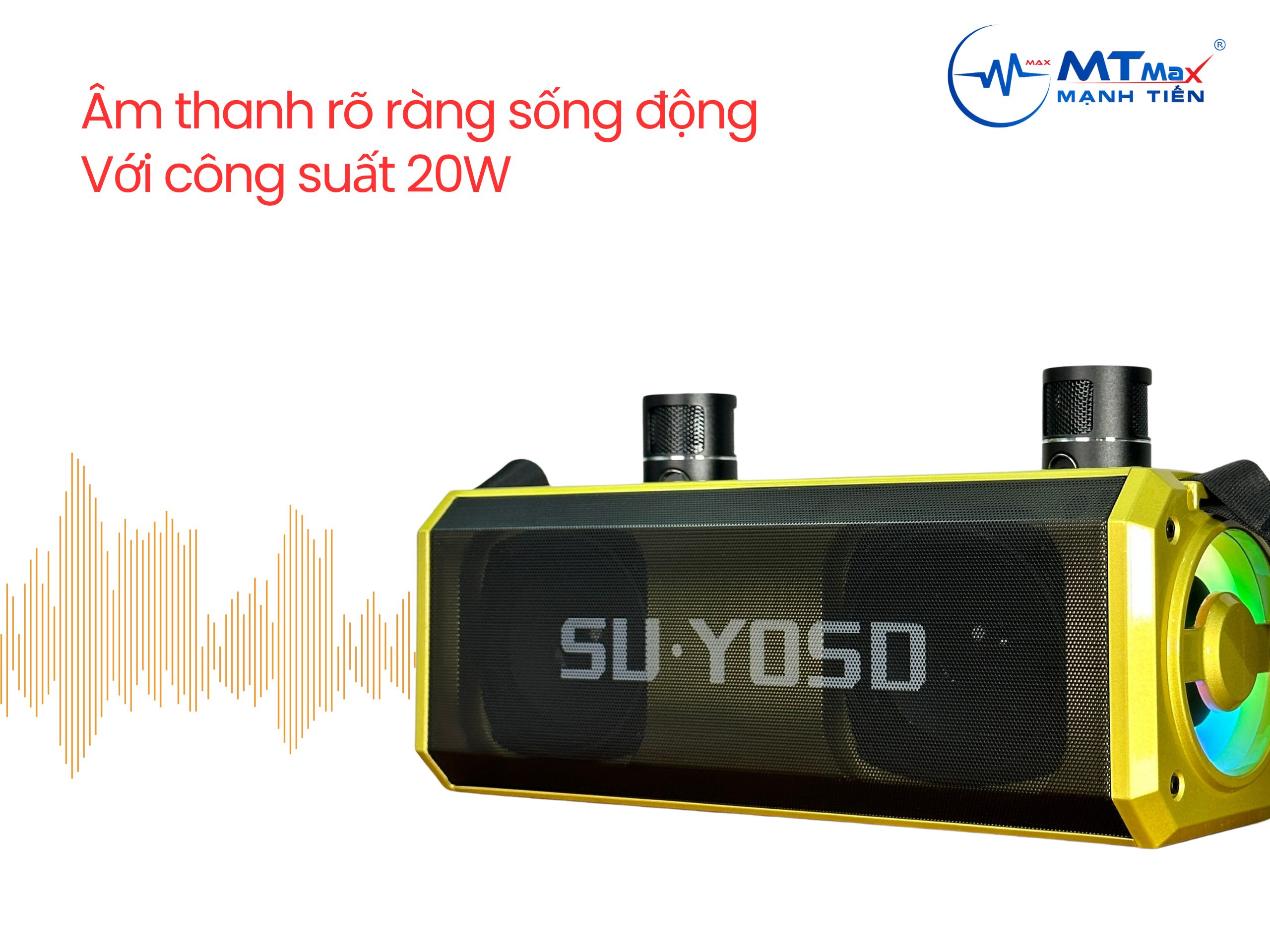 Loa bluetooth karaoke YOSD YS-228 HIFI DJ kèm 2 micro không dây có đèn led RGB siêu đẹp cực hay xách tay chính hãng, công suất 20W[BH 6 tháng]