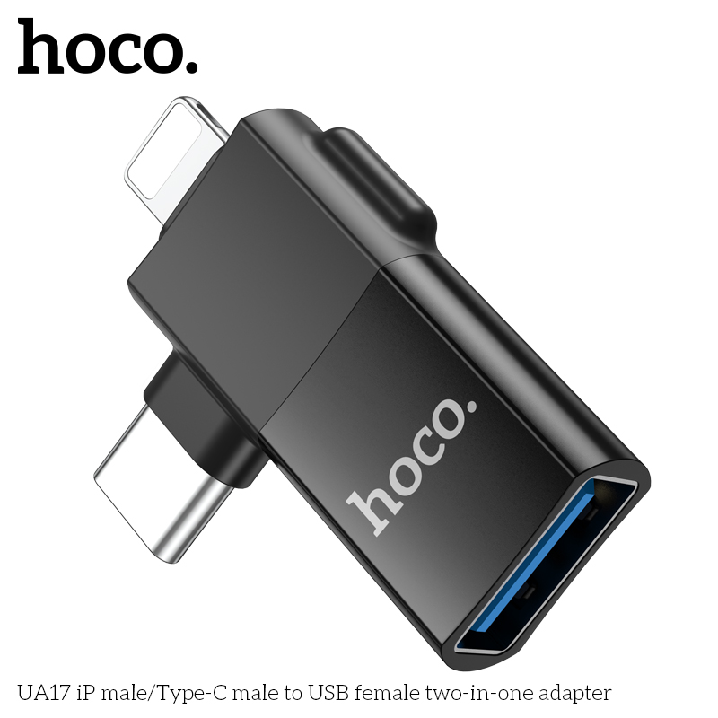 Jack chuyển đổi HOCO UA17 OTG đa năng Type-C vs Lightning ra Usb chính hãng [BH 1 năm]