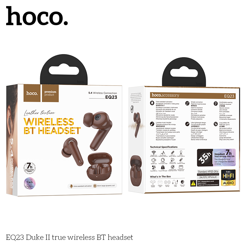 Tai nghe bluetooth HOCO EQ23 True Wireless V5.4 40mAh/400mAh kiểu dáng airpods chính hãng [BH 1 NĂM]