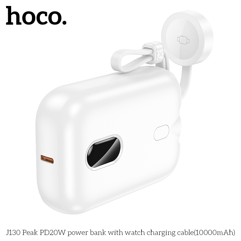 Pin sạc dự phòng Hoco J130 nhỏ gọn dung lượng 10.000mAh kèm cáp Type C, Có đèn LED chính hãng [BH: 1 NĂM]
