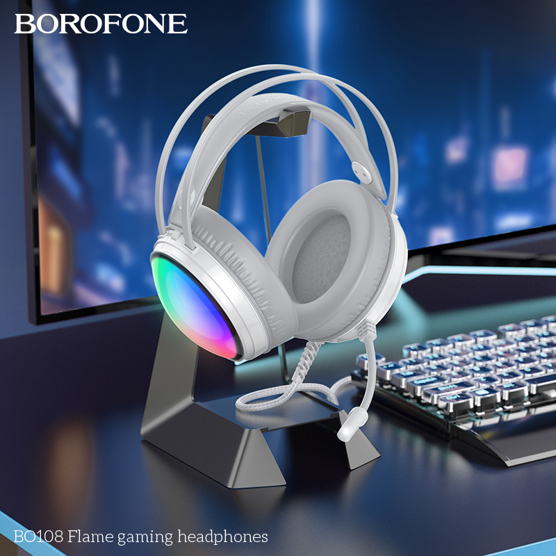 Tai nghe có dây 3.5 chụp tai Gaming BOROFONE BO108 phích cắm USB + 3.5 dài 2M kèm mic headphone chính hãng [BH: 1 NĂM]