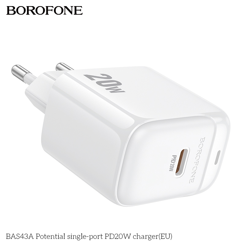 Cóc sạc nhanh 20W BOROFONE BAS43A (EU) (1 cổng Type C) chính hãng [BH 1 năm]