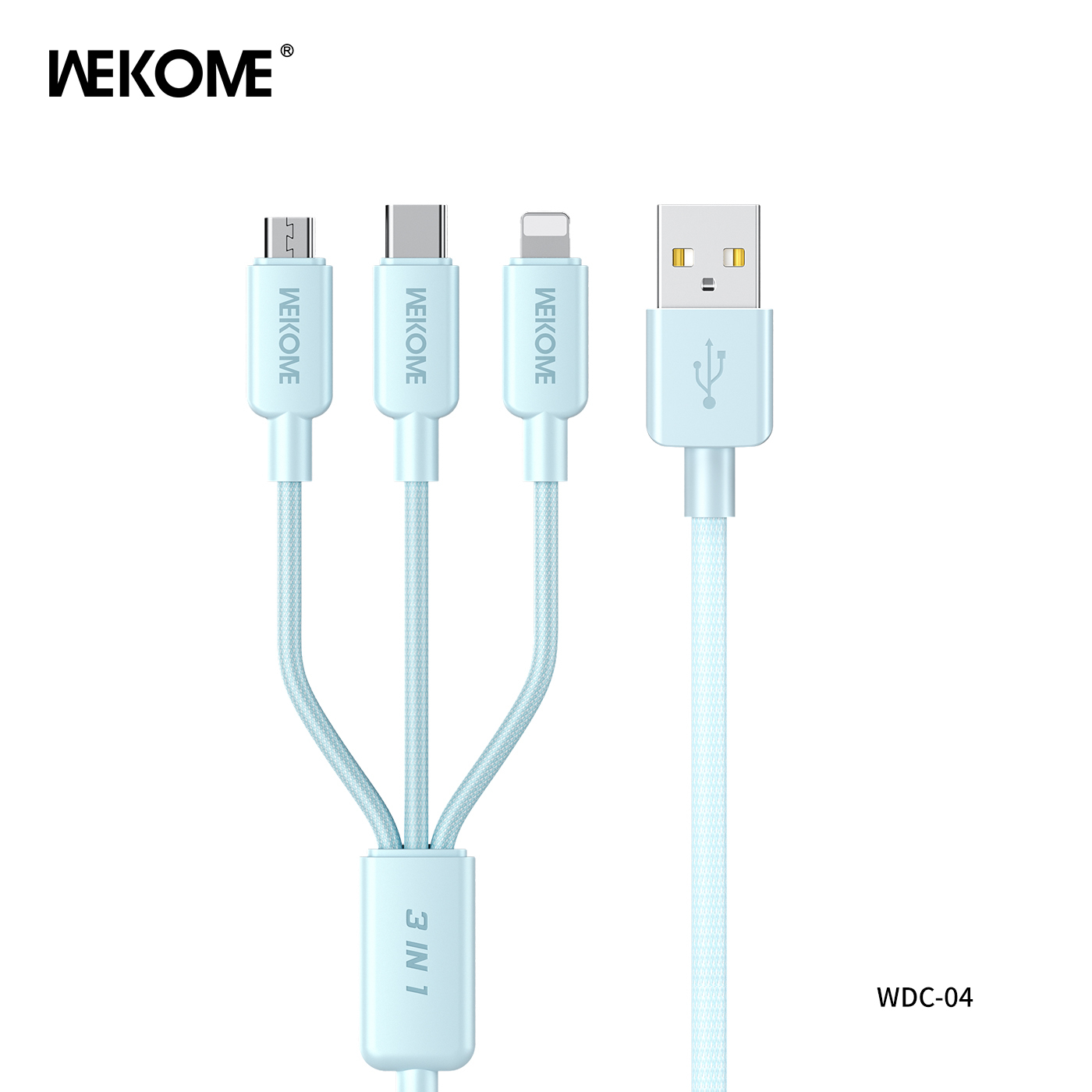 Cáp sạc Wekome WDC-04th 3 đầu đa năng (usb ra ip +micro +type c) dài 1M2 chính hãng [BH: 6 tháng]
