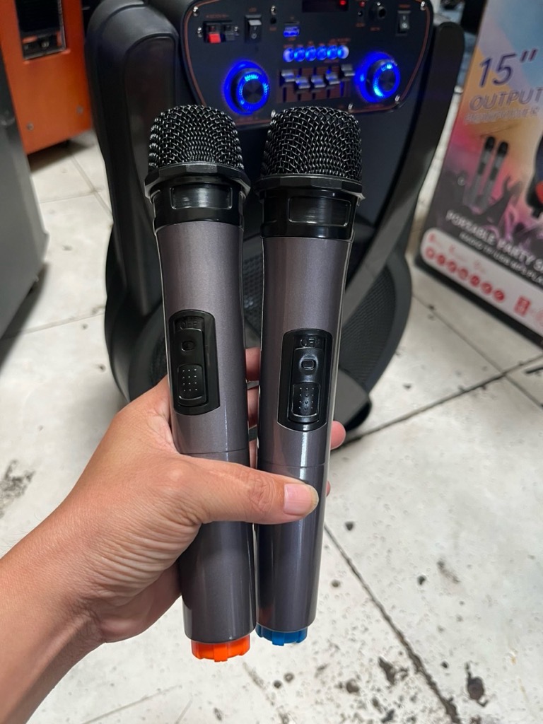 Loa kéo 4 tấc GY-1508 bluetooth karaoke 2 micro không dây siêu hay [BH 1 năm]