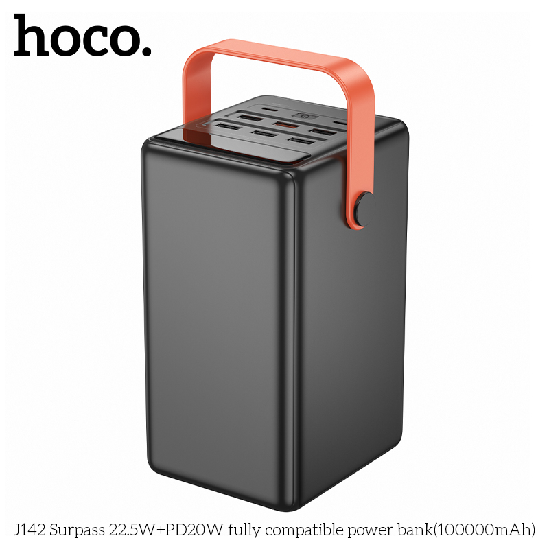 Pin sạc nhanh 22.5w HOCO J142 100.000mAh dự phòng có màn hình LED kiêm đèn pin phát sáng chính hãng [BH 1 Năm]