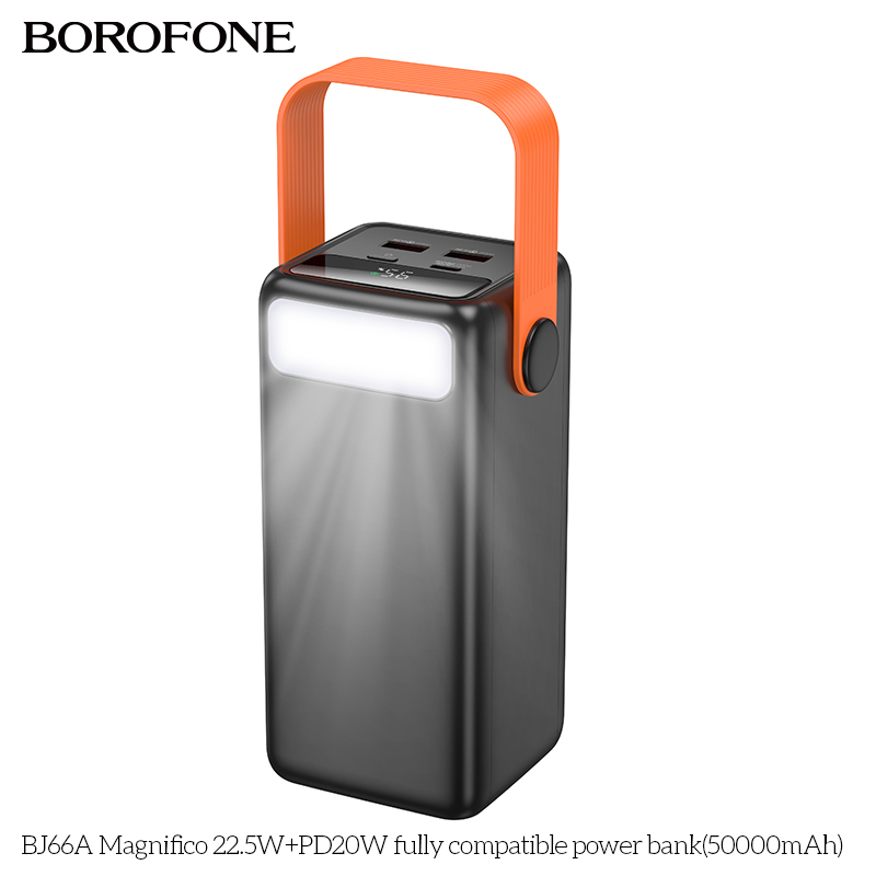 Pin sạc nhanh 22.5w+PD20W BOROFONE BJ66A 50.000mAh dự phòng kiêm đèn pin phát sáng chính hãng [BH 1 Năm]