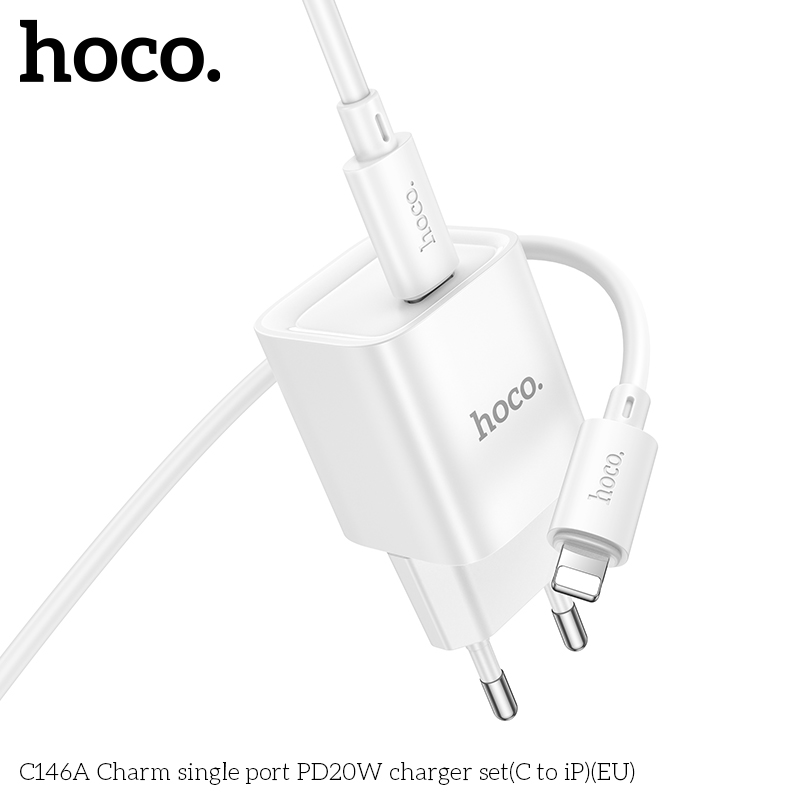 Bộ sạc nhanh 20W HOCO C146A (c-l) Type-C ra iPhone Lightning chính hãng [BH 1 NĂM]