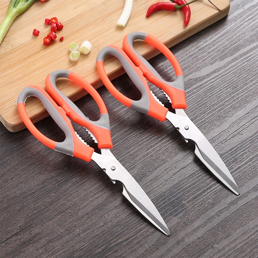 Kéo làm bếp đa năng phối 2 màu cam xám K024 [BH: None]