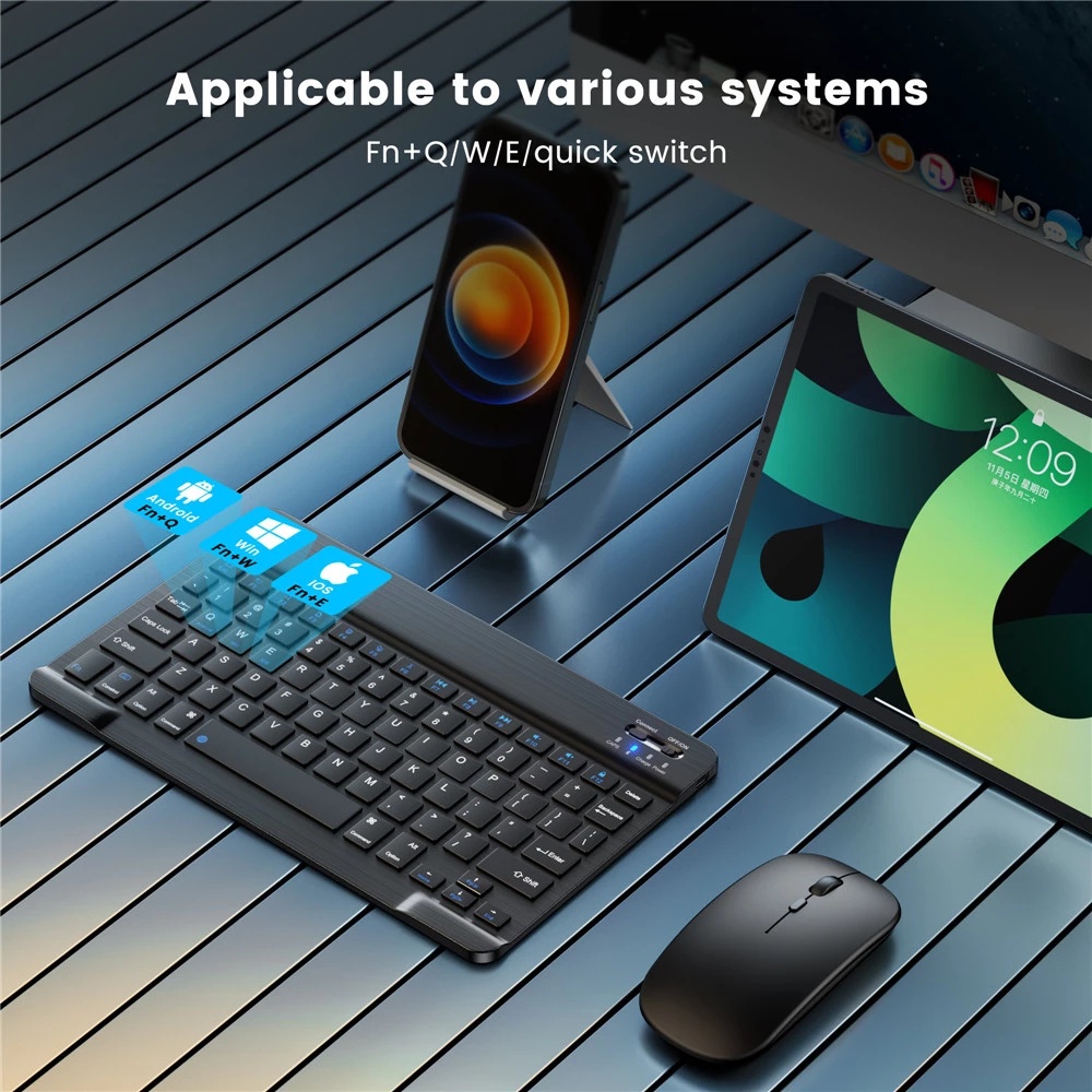 Combo bàn phím chuột bluetooth KIT 10inch di động không dây cho điện thoại, máy tính bảng [BH 6 tháng] / pktn sale