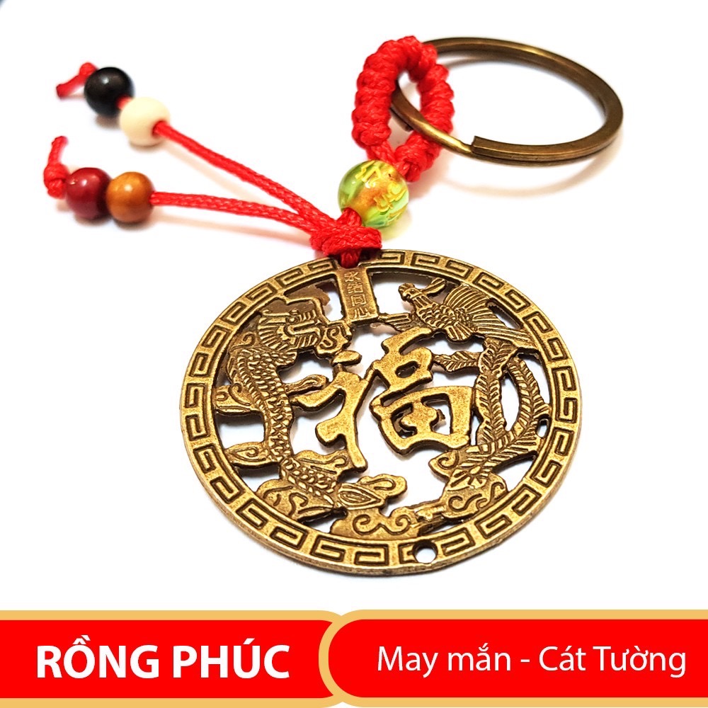 Móc khóa TREO XE, CỬA, VÍ hình chữ Phúc rồng phụng phong thủy may mắn, tài lộc [BH: NONE] / pktn sale