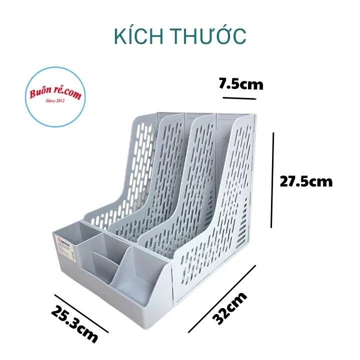 Khay hộp nhựa 3 ngăn VN-5680 đựng giấy tờ, sổ sách, bút viết, mỹ phẩm, vật dụng tiện ích văn phòng, tài liệu hồ sơ đa năng
