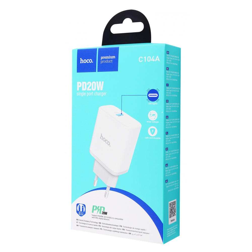 Cóc sạc nhanh 20w Hoco C104A 1 cổng type c cho iPhone 11 12 13 Pro Max chính hãng [BH 1 năm]