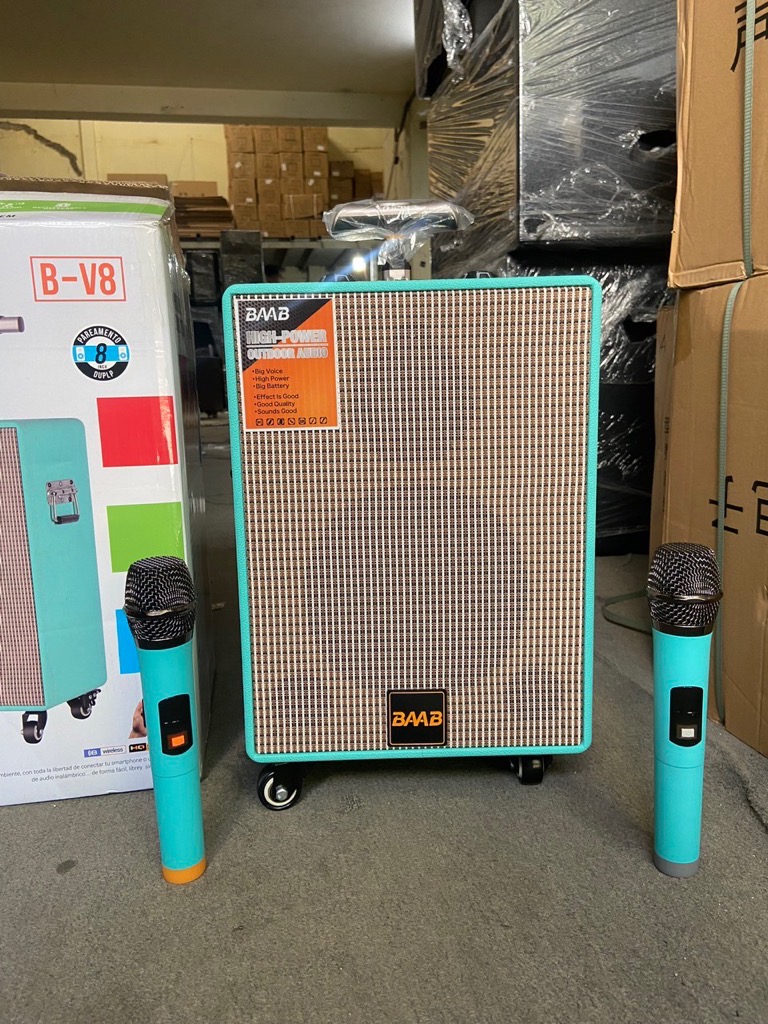 Loa BMB B-V8 bluetooth karaoke kéo kèm 2 micro không dây [BH 1 năm]