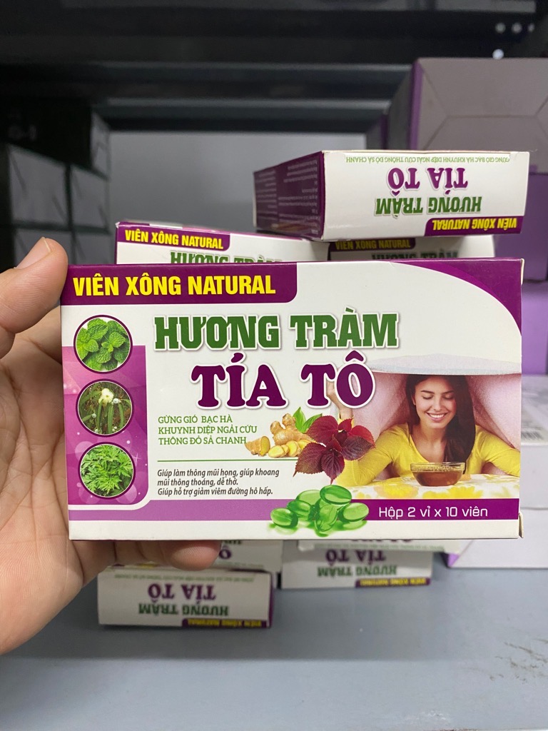 1 Hộp 2 vỉ x 10 viên xông Hương Tràm Tía Tô kháng khuẩn, kháng viêm, phòng bệnh và Covid