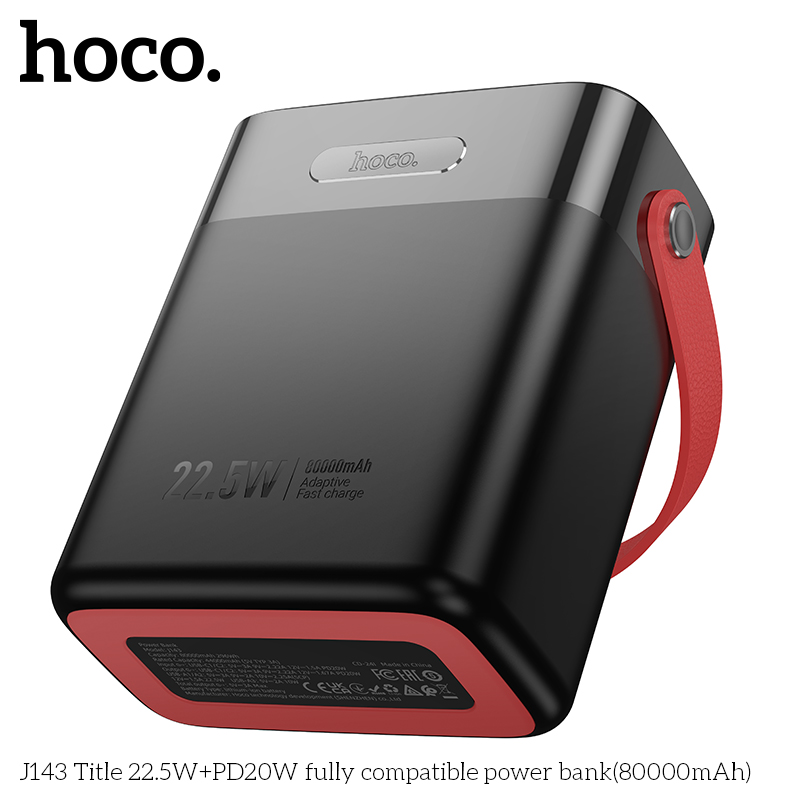 Pin sạc nhanh 22.5w+PD20W HOCO J143 80.000mAh dự phòng kiêm đèn pin phát sáng chính hãng [BH 1 Năm]