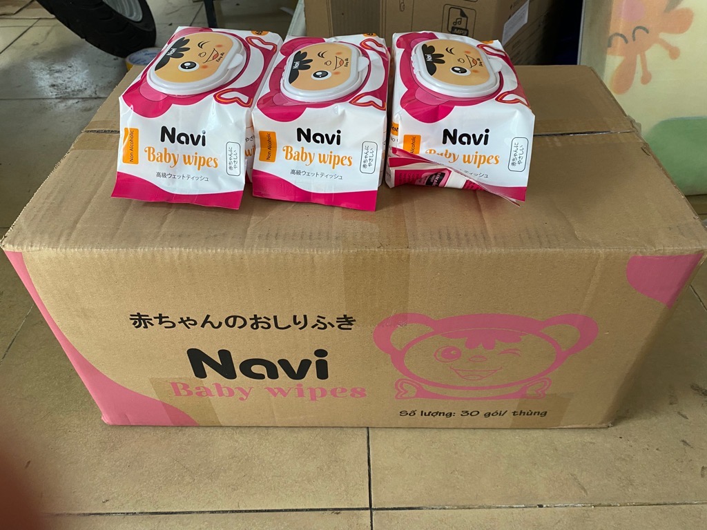 1 gói khăn giấy vệ sinh ướt NAVI 650gr không mùi hình BABY FACE NHẬT BẢN an toàn cho bé (thùng lớn 30 gói)